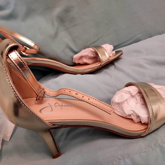 Brand New J. Adams Dove Gold Ankle Strap Stiletto Heel Shoes Size 9 - Picture 3 of 5